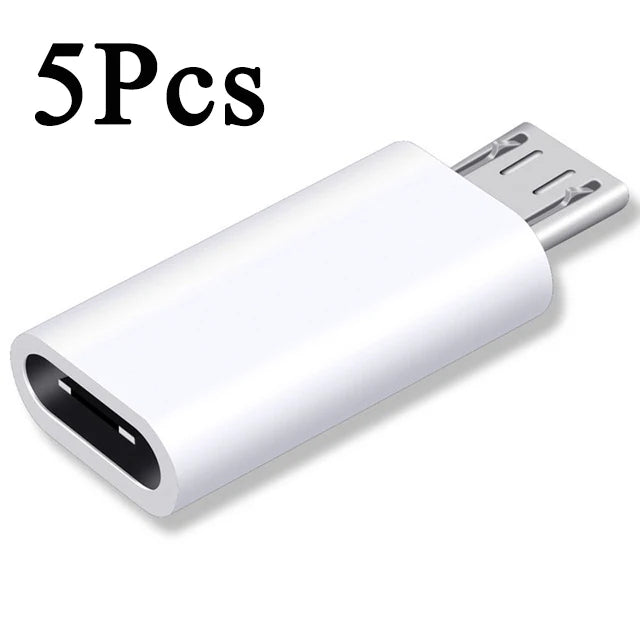 1-5pcs Type C Female To Micro USB Male Adapter Connector Charging Data Transfer USB-C To Micro USB Converters for Xiaomi Samung 5pcs White