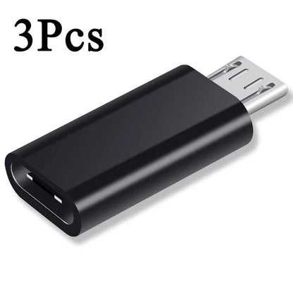 1-5pcs Type C Female To Micro USB Male Adapter Connector Charging Data Transfer USB-C To Micro USB Converters for Xiaomi Samung 3pcs Black