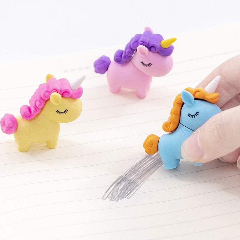 1 PCS Cute Kawaii Unicorn Eraser Children Erasers for Kids Gift Novelty Creative Pencil Rubber Student School Office Supplies
