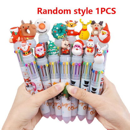 1 Pcs Cute Christmas 10 Colors Chunky Ballpoint Pen Kawaii 0.5mm Rollerball Pens School Office Writing Supply Gift Stationery Default Title