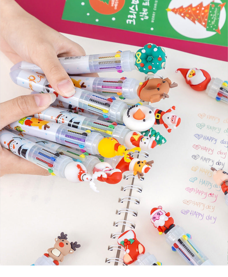 1 Pcs Cute Christmas 10 Colors Chunky Ballpoint Pen Kawaii 0.5mm Rollerball Pens School Office Writing Supply Gift Stationery