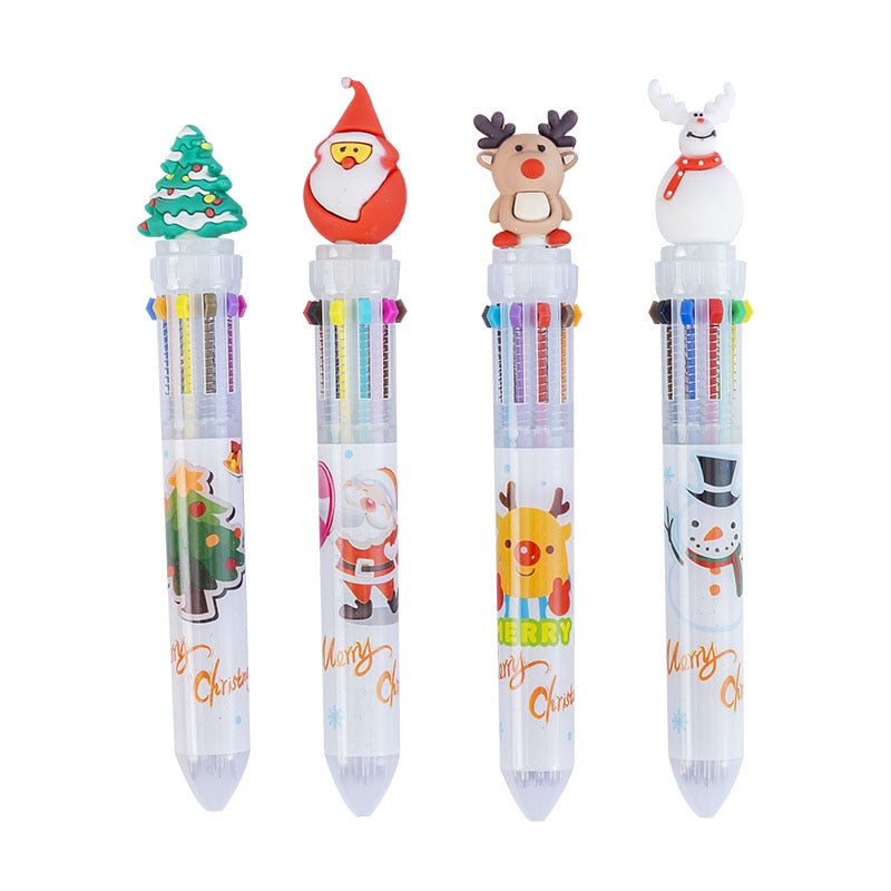 1 Pcs Cute Christmas 10 Colors Chunky Ballpoint Pen Kawaii 0.5mm Rollerball Pens School Office Writing Supply Gift Stationery