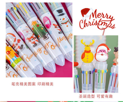 1 Pcs Cute Christmas 10 Colors Chunky Ballpoint Pen Kawaii 0.5mm Rollerball Pens School Office Writing Supply Gift Stationery