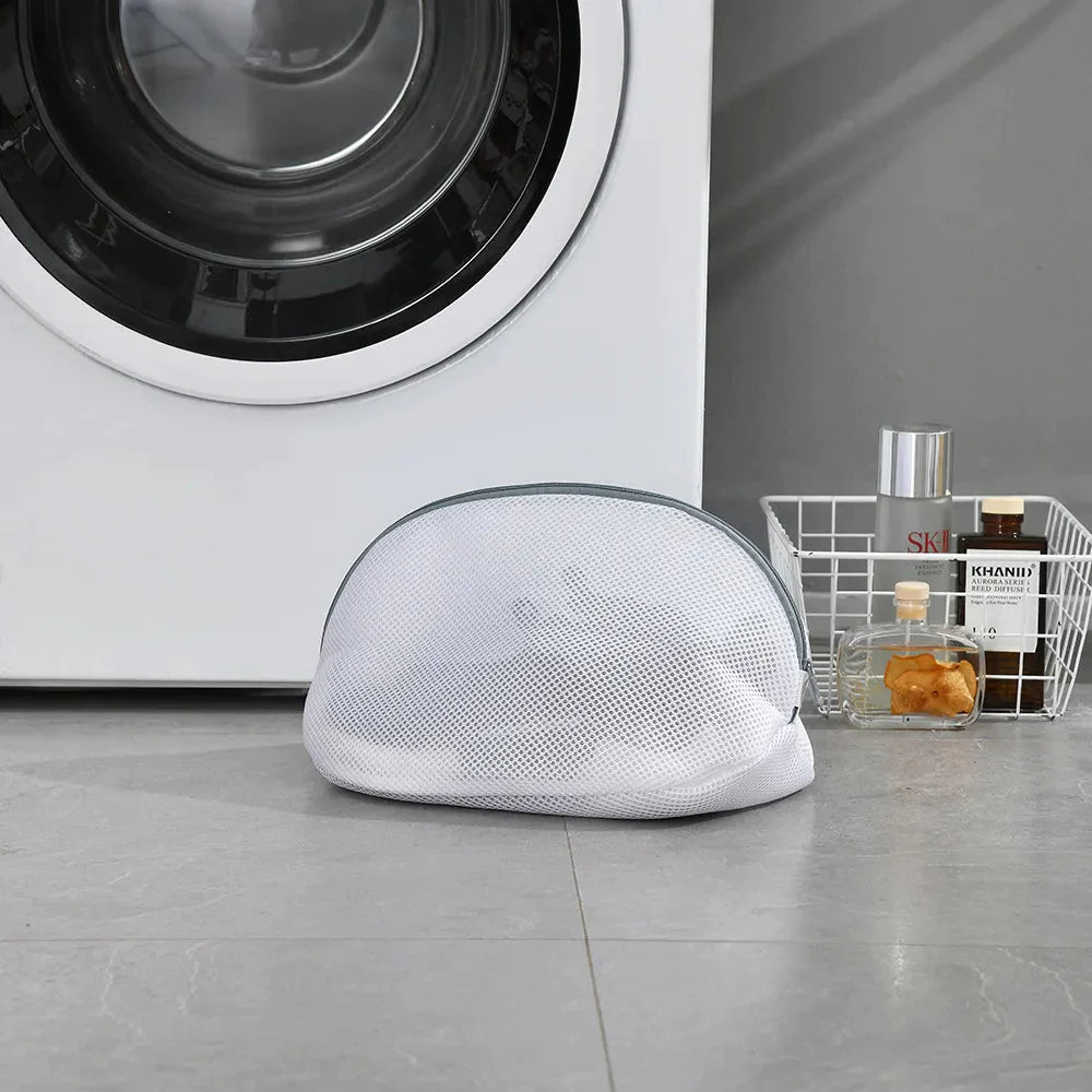 1 Pcs Mesh Laundry Bag For Trainers/Shoes Boot with Zips For Washing Machines Anti-deformation Travel Clothes Shoes Storage Bags White-33x22x23cm