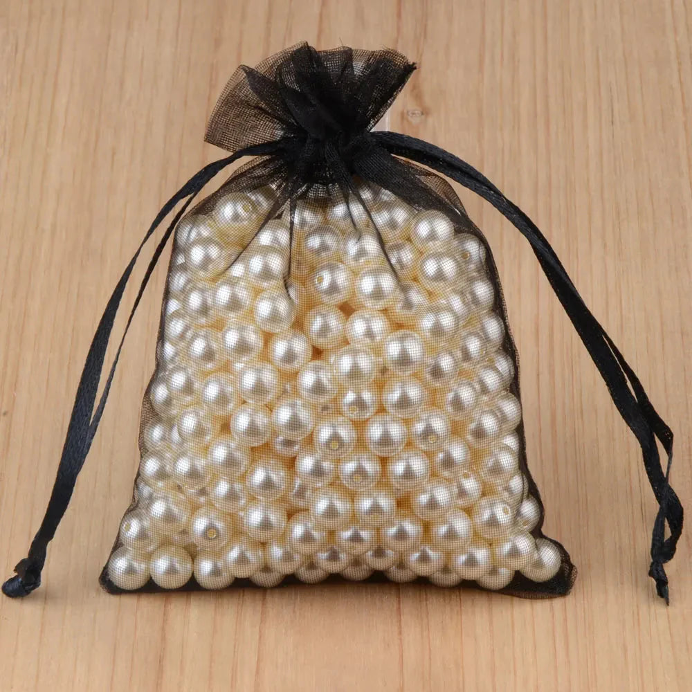 100pcs 24 Colors Jewelry Packaging Bag 5*7 7*9 9*12 10*15cm Organza Bags Gift Storage Wedding Drawstring Pouches Wholesales