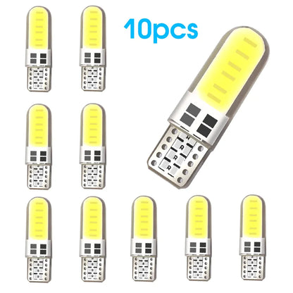 10Pcs 12V T10 Cob 4/6/12 Smd Led Auto Interior Bulb Canbus Error Free White 5730 Led Car Side Wedge Light Bulb License Lamp 12 SMD