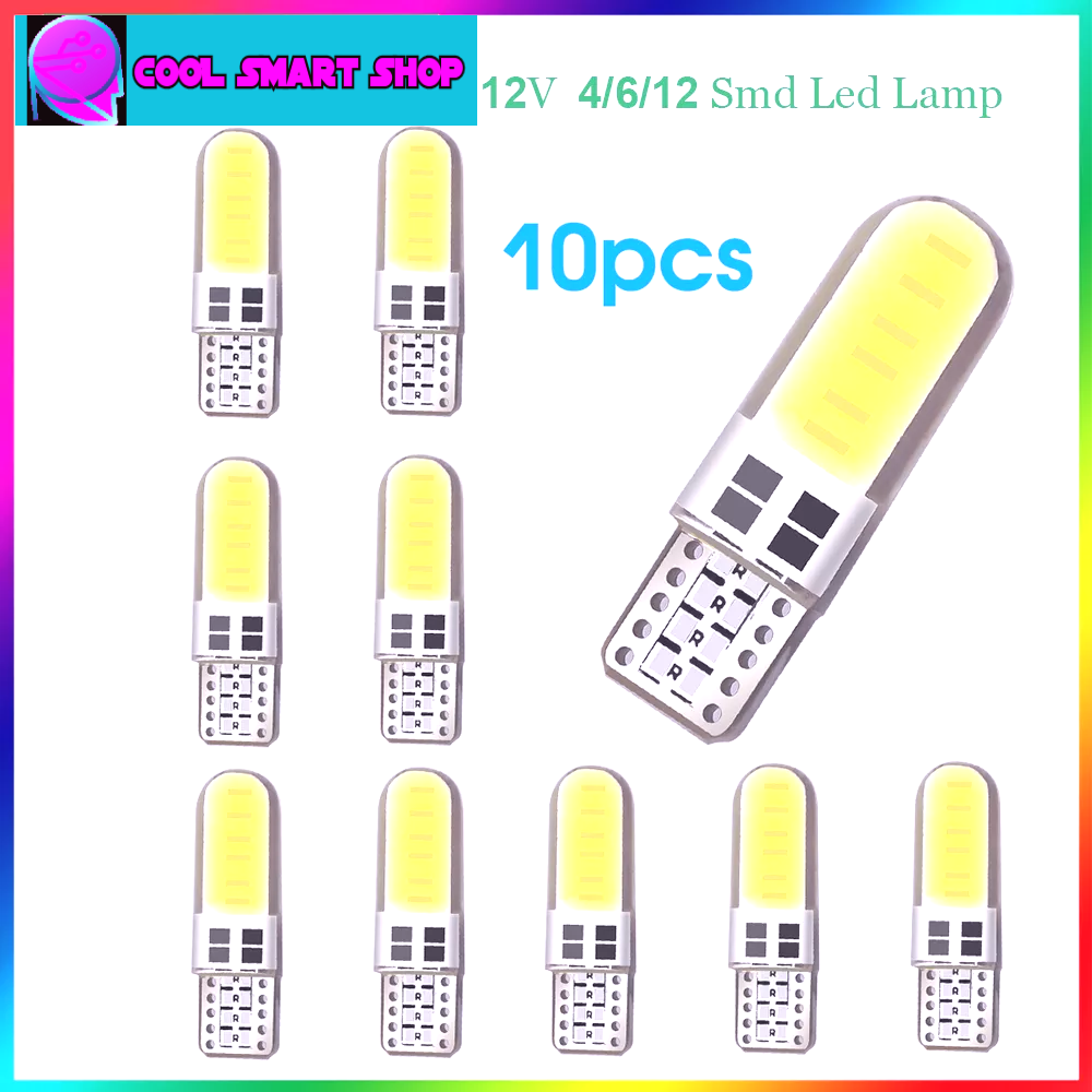 10Pcs 12V T10 Cob 4/6/12 Smd Led Auto Interior Bulb Canbus Error Free White 5730 Led Car Side Wedge Light Bulb License Lamp