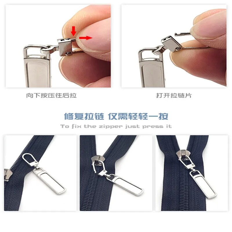 10pcs Universal Zipper Puller Detachable Zipper Heads Instant Replacement Zipper Repair Kits For Zipper Slider DIY Sewing Craft