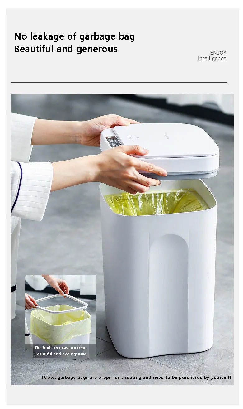 12-16L Smart Trash Can Automatic Sensor Dustbin Electric Waste Bin Waterproof Wastebasket For Kitchen Bathroom Recycling Trash