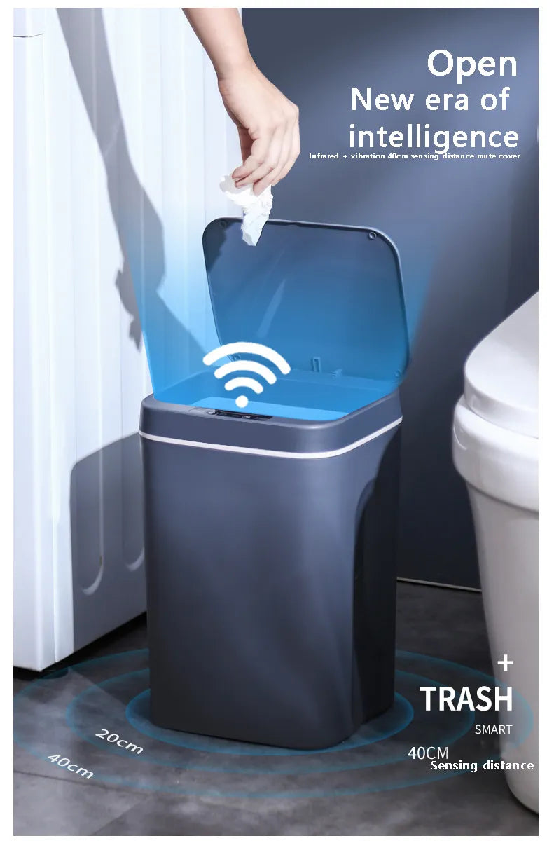 12-16L Smart Trash Can Automatic Sensor Dustbin Electric Waste Bin Waterproof Wastebasket For Kitchen Bathroom Recycling Trash