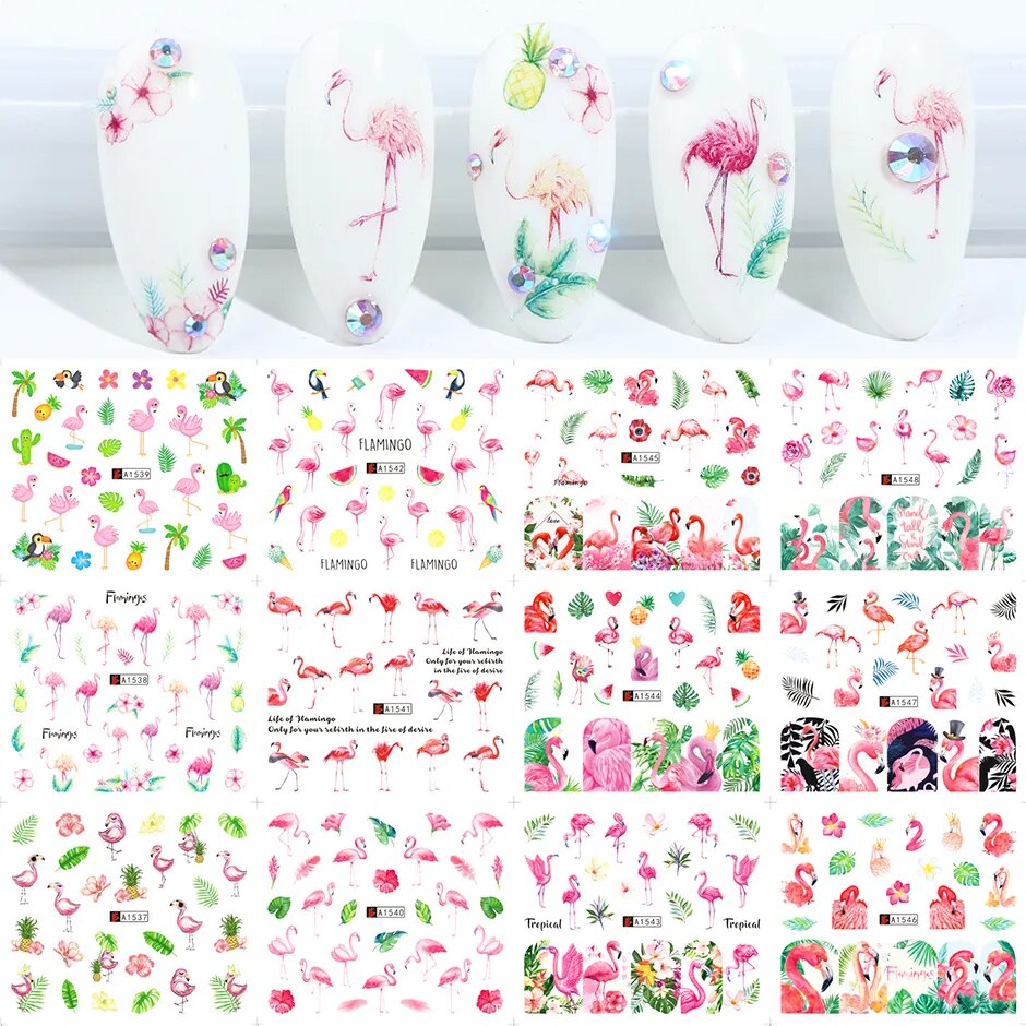 12pcs Valentines Manicure Love Letter Flower Sliders for Nails Inscriptions Nail Art Decoration Water Sticker Tips GLBN1489-1500 A1537-1548