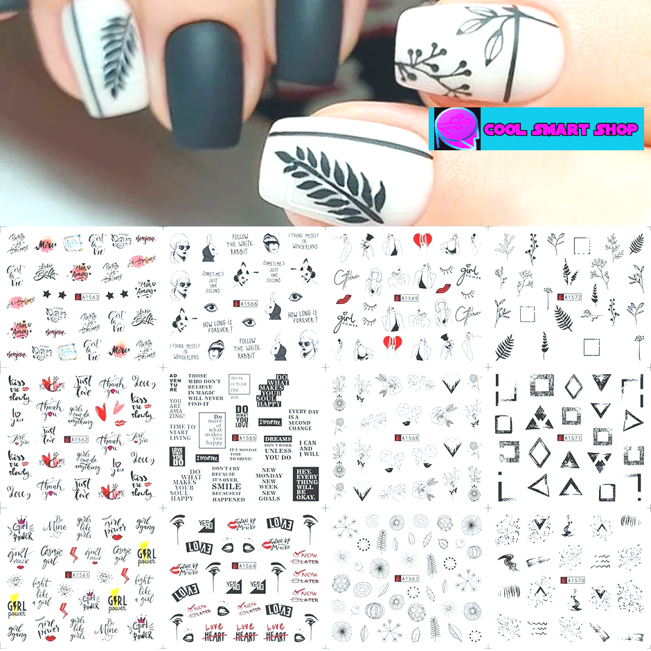 12pcs Valentines Manicure Love Letter Flower Sliders for Nails Inscriptions Nail Art Decoration Water Sticker Tips GLBN1489-1500 A1561-1572