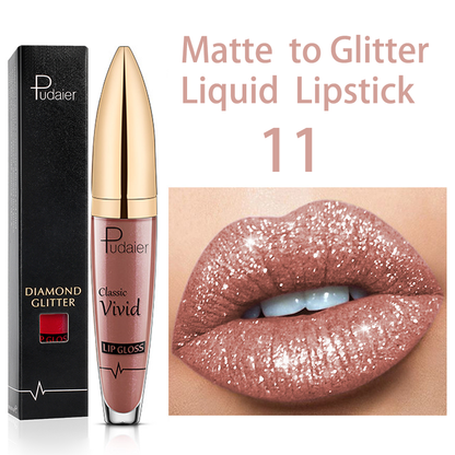 18 Colors Glitter Lip Gloss Waterproof Long Lasting Diamond Matte To Shimmer Metallic Liquid Lipstick Women Lips Makeup Cosmetic 11