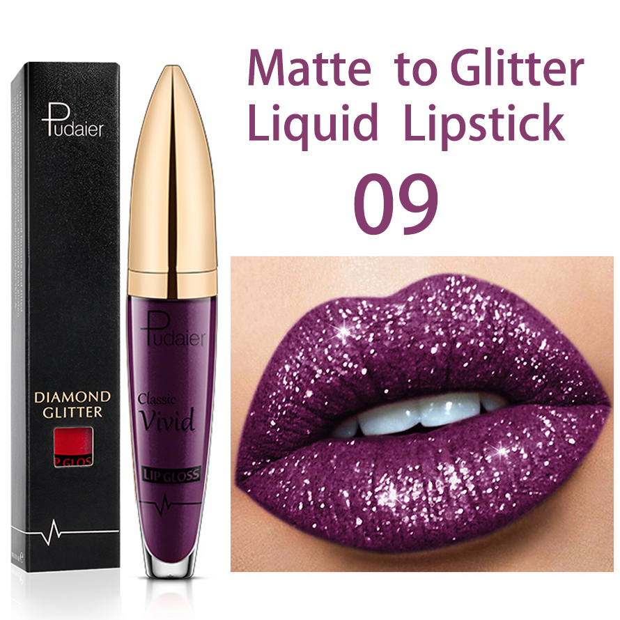 18 Colors Glitter Lip Gloss Waterproof Long Lasting Diamond Matte To Shimmer Metallic Liquid Lipstick Women Lips Makeup Cosmetic 09
