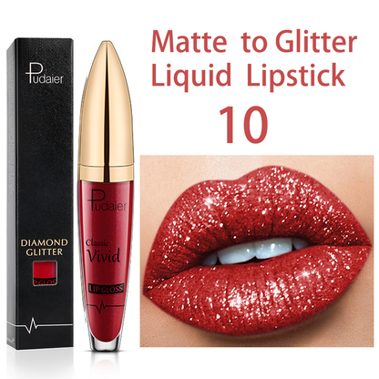 18 Colors Glitter Lip Gloss Waterproof Long Lasting Diamond Matte To Shimmer Metallic Liquid Lipstick Women Lips Makeup Cosmetic 10