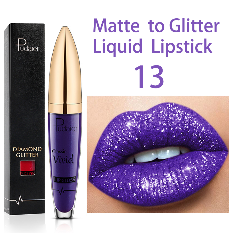 18 Colors Glitter Lip Gloss Waterproof Long Lasting Diamond Matte To Shimmer Metallic Liquid Lipstick Women Lips Makeup Cosmetic 13