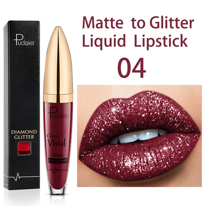 18 Colors Glitter Lip Gloss Waterproof Long Lasting Diamond Matte To Shimmer Metallic Liquid Lipstick Women Lips Makeup Cosmetic 04