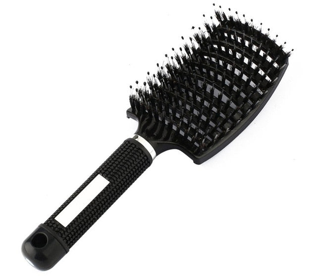 1Pc Curved Vented Hair Comb Massage Hair Brush Detangling Hairbrush Women Fast Blow Drying Wet Dry Curly Hair Styling Tools Black No Retail Box
