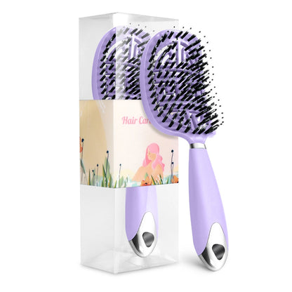 1Pc Curved Vented Hair Comb Massage Hair Brush Detangling Hairbrush Women Fast Blow Drying Wet Dry Curly Hair Styling Tools Purple