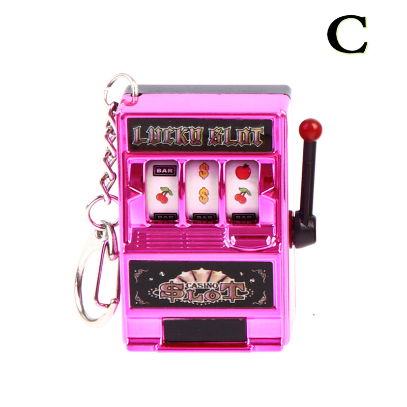 1pc Lucky Jackpot Mini Fruit Slot Machine Fun Birthday Keychain Gift Kids Educational Toy Coin Operated Games Gambling Machine