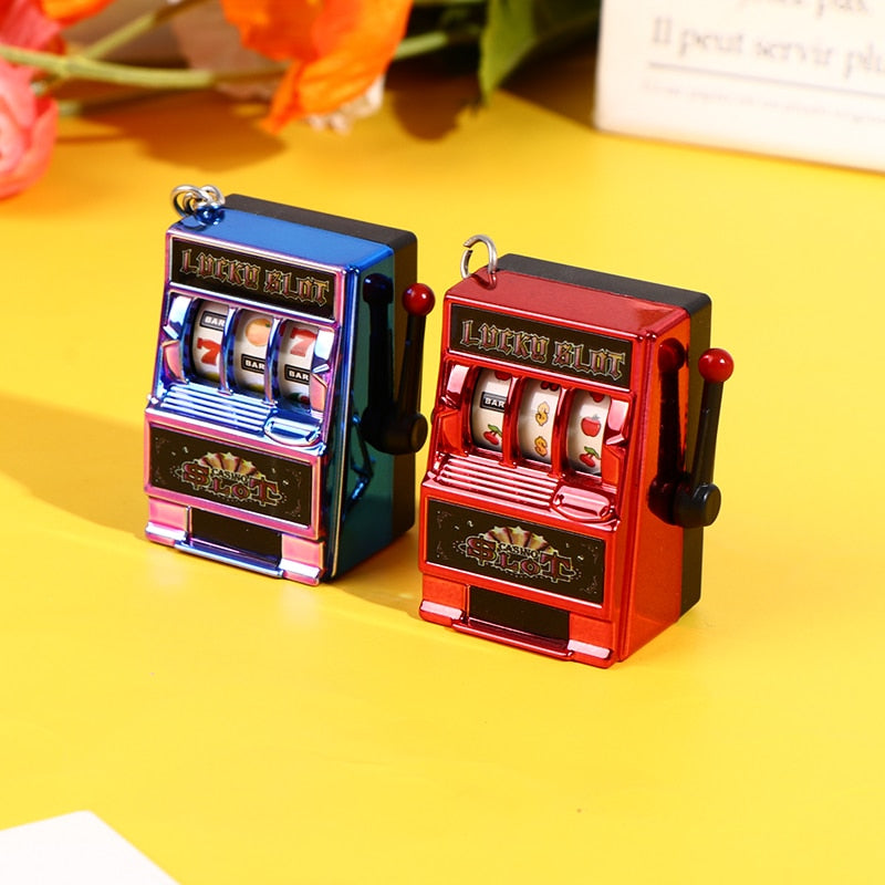 1pc Lucky Jackpot Mini Fruit Slot Machine Fun Birthday Keychain Gift Kids Educational Toy Coin Operated Games Gambling Machine