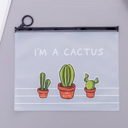 1pcs Simple Transparent Cartoon Cactus Pencil Case Kawaii Pencil Bag Office School School Supplies Stationery A