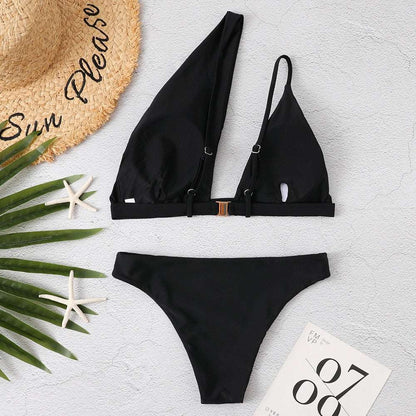 2023 New Sexy Ribbed Ring Bikinis Swimsuit Women Push Up Swimwear Solid Bikini Set Summer Beach Brazil Biquini Swim Bathing Suit