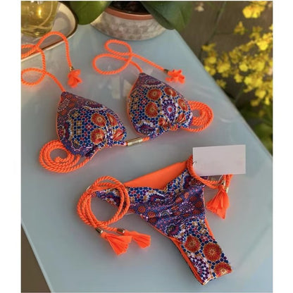 2023 Special Fabric Hand Woven Rope Swimwear Women Brazilian Bikini Set Sexy Thong Swimsuit Two Pieces Bathing Suit