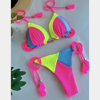 2023 Special Fabric Hand Woven Rope Swimwear Women Brazilian Bikini Set Sexy Thong Swimsuit Two Pieces Bathing Suit