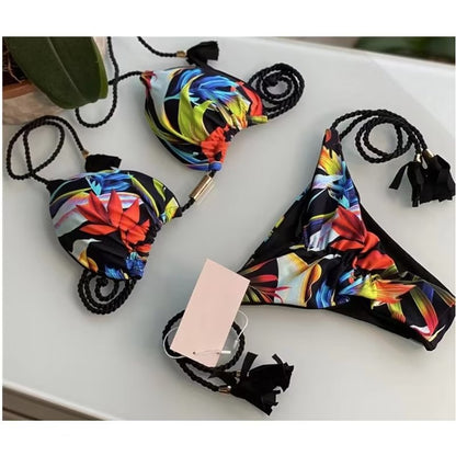 2023 Special Fabric Hand Woven Rope Swimwear Women Brazilian Bikini Set Sexy Thong Swimsuit Two Pieces Bathing Suit 8263