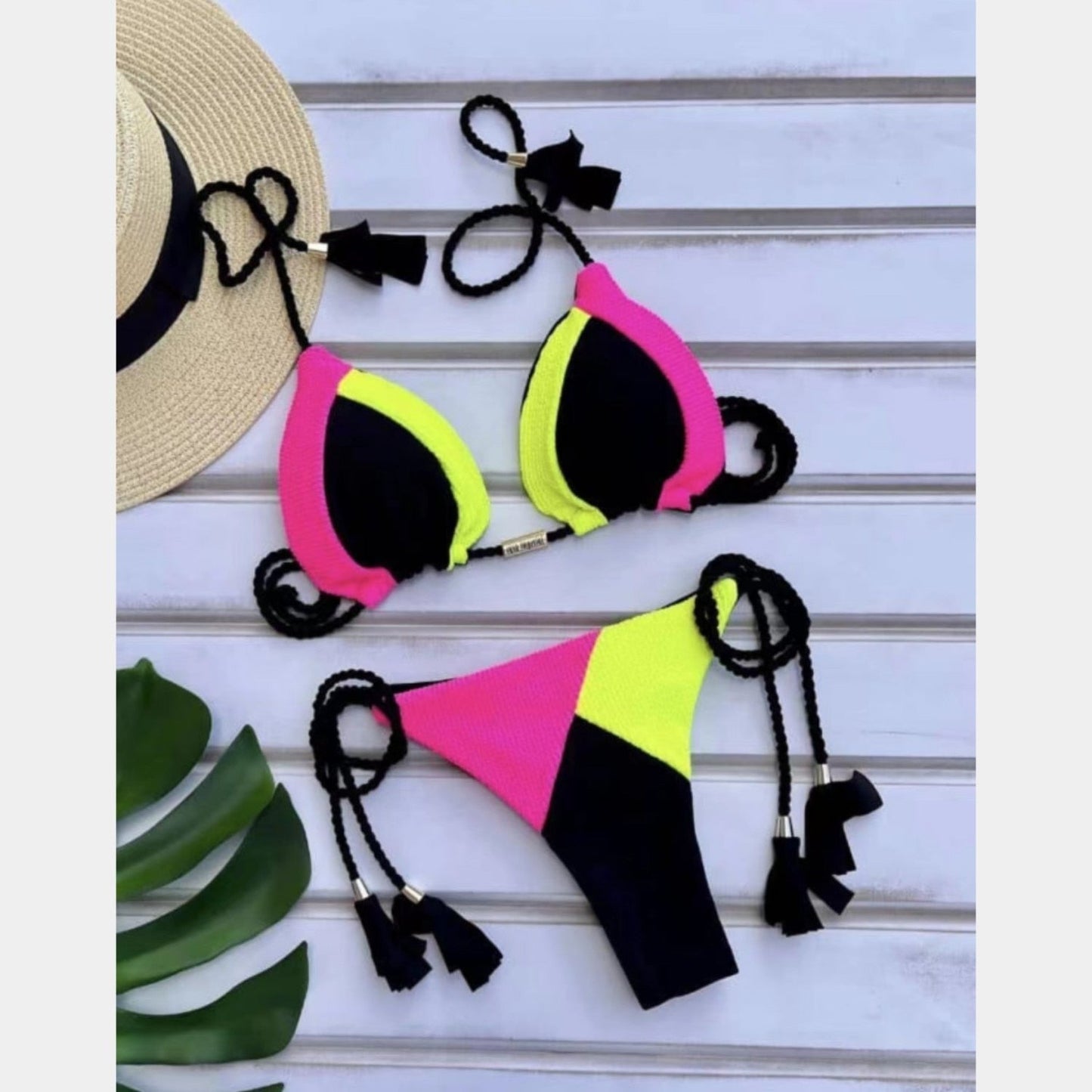 2023 Special Fabric Hand Woven Rope Swimwear Women Brazilian Bikini Set Sexy Thong Swimsuit Two Pieces Bathing Suit