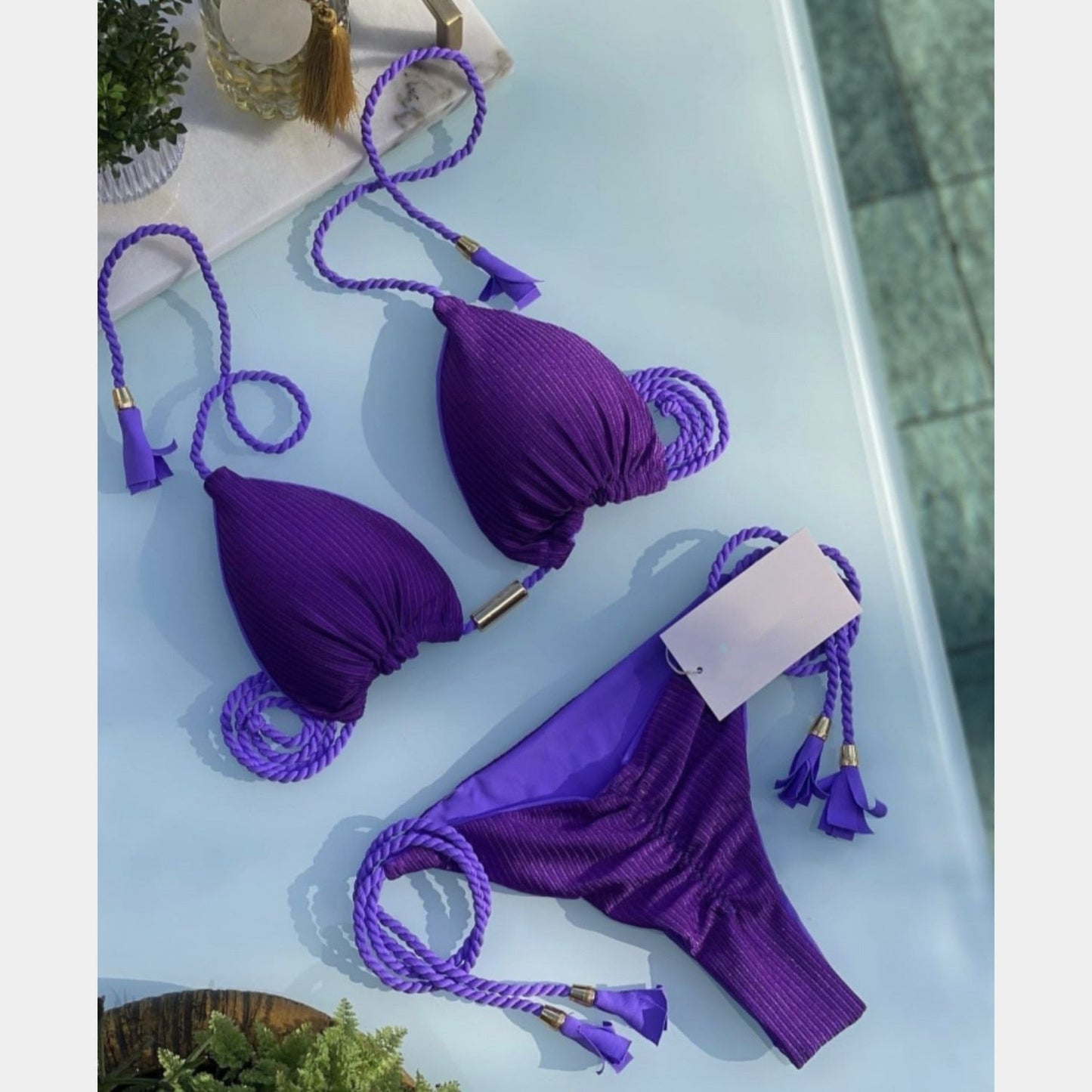 2023 Special Fabric Hand Woven Rope Swimwear Women Brazilian Bikini Set Sexy Thong Swimsuit Two Pieces Bathing Suit