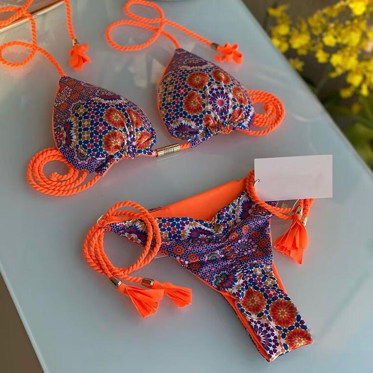 2023 Swimwear Sexy Dot Print Bikinis Set Women's Swimsuit Bandage Push Up Swim 2 Pieces Biquini Brazilian Beachwear Bathing Suit 8272