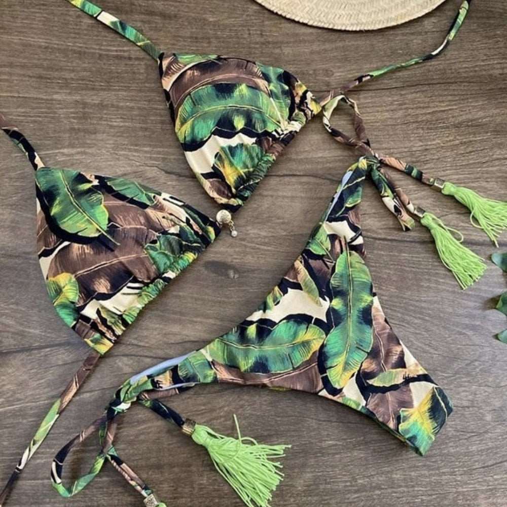 2023 Two-piece Women Brazilian Bikini set Summer Push up Swimwear Bathing Swim Suits String Halter Swimsuit Female Bandage Bikini Set 5218