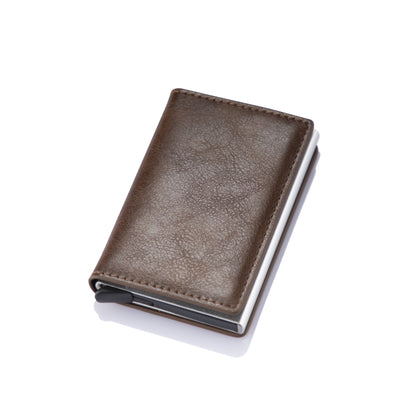 Credit Card Holder Men Woman Smart Wallet RFID Cardholder Carbon Fiber Leather Wallet Money Clip Purse Card Case