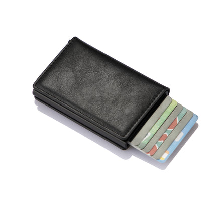 Credit Card Holder Men Woman Smart Wallet RFID Cardholder Carbon Fiber Leather Wallet Money Clip Purse Card Case