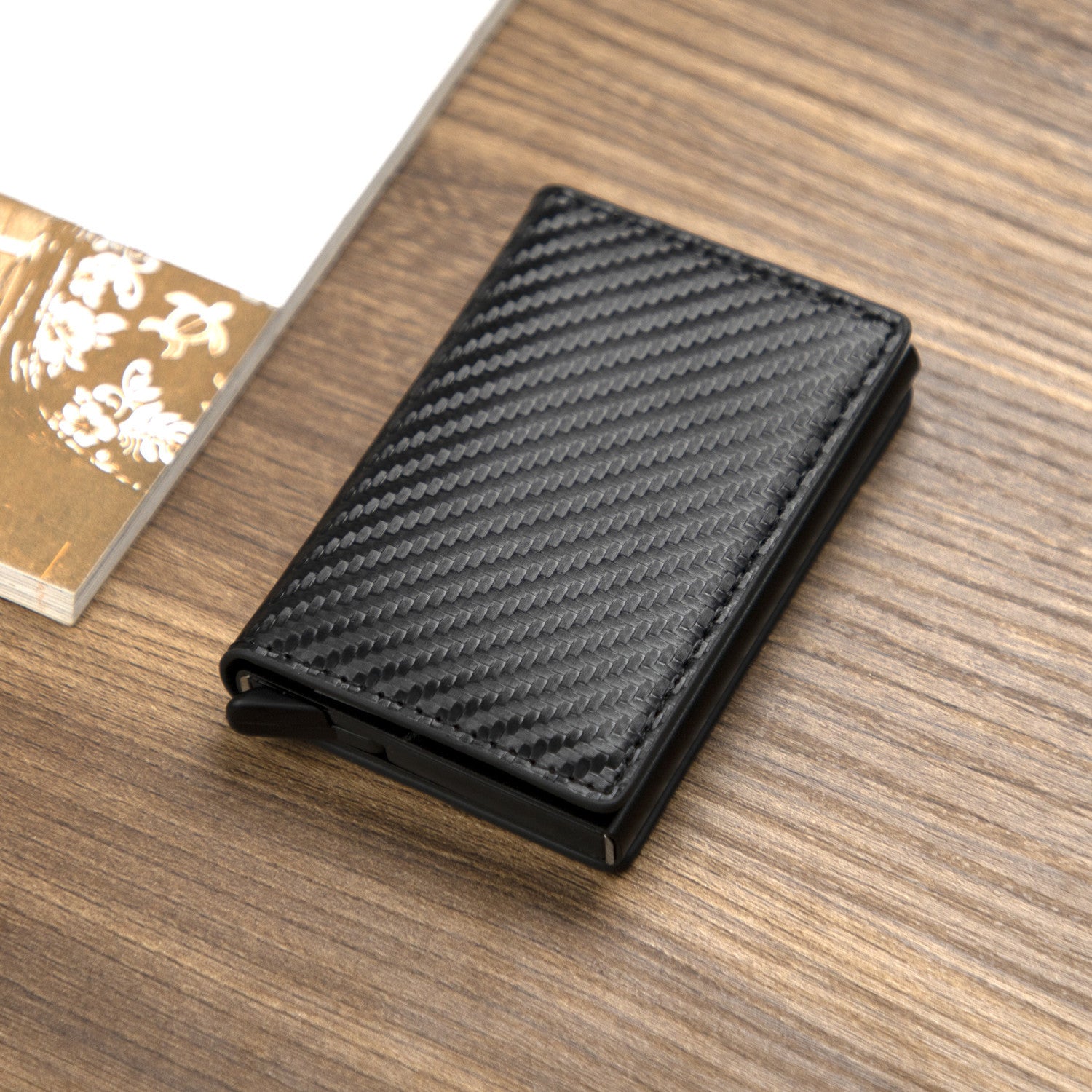 Credit Card Holder Men Woman Smart Wallet RFID Cardholder Carbon Fiber Leather Wallet Money Clip Purse Card Case