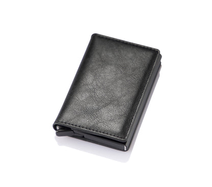 Credit Card Holder Men Woman Smart Wallet RFID Cardholder Carbon Fiber Leather Wallet Money Clip Purse Card Case