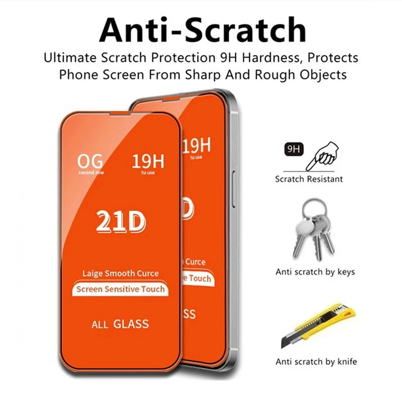 21D Tempered Glass for iPhone 13 11 14 Pro Max 12 Mini 8 7 Plus Screen Protector for IPhone 13 PRO XS MAX X XR Full Cover Glass