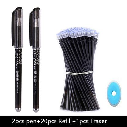 23Pcs/Set Erasable Gel Pens Set Washable Handle Blue Black Ink Writing Neutral Pen for School Office Supplies Stationery B-23pcs set blac ink
