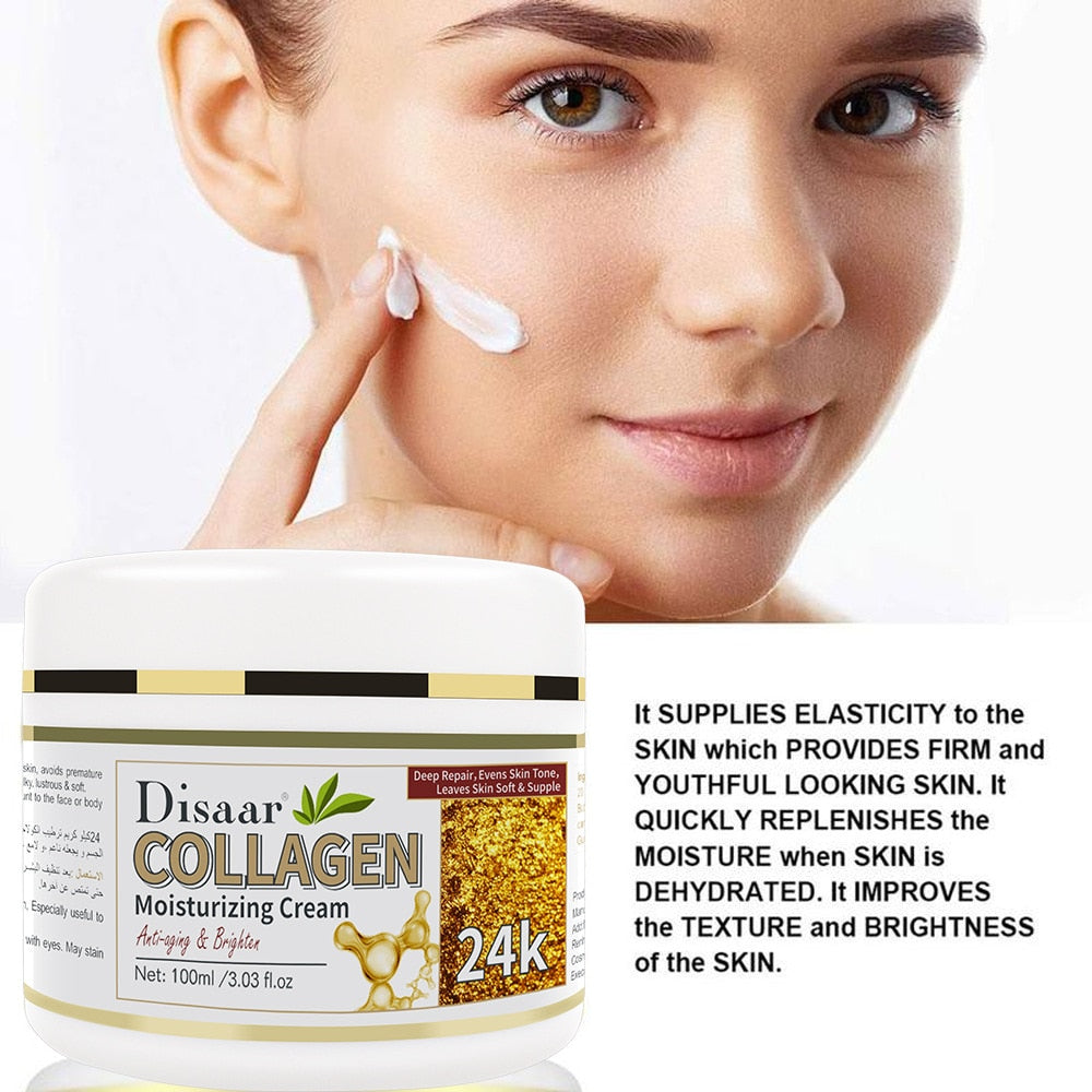 24K Anti-aging Cream 100ml Remodeling Elasticity Moisturizing Cream Smooth Fine Lines Firming Skin Collagen Cream 100ML