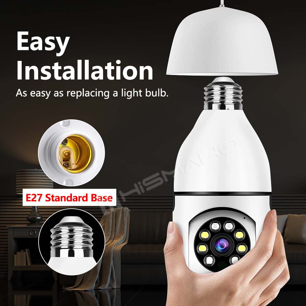 2K 3MP WiFi Bulb Camera for Indoor Security and Baby/Pet Monitoring