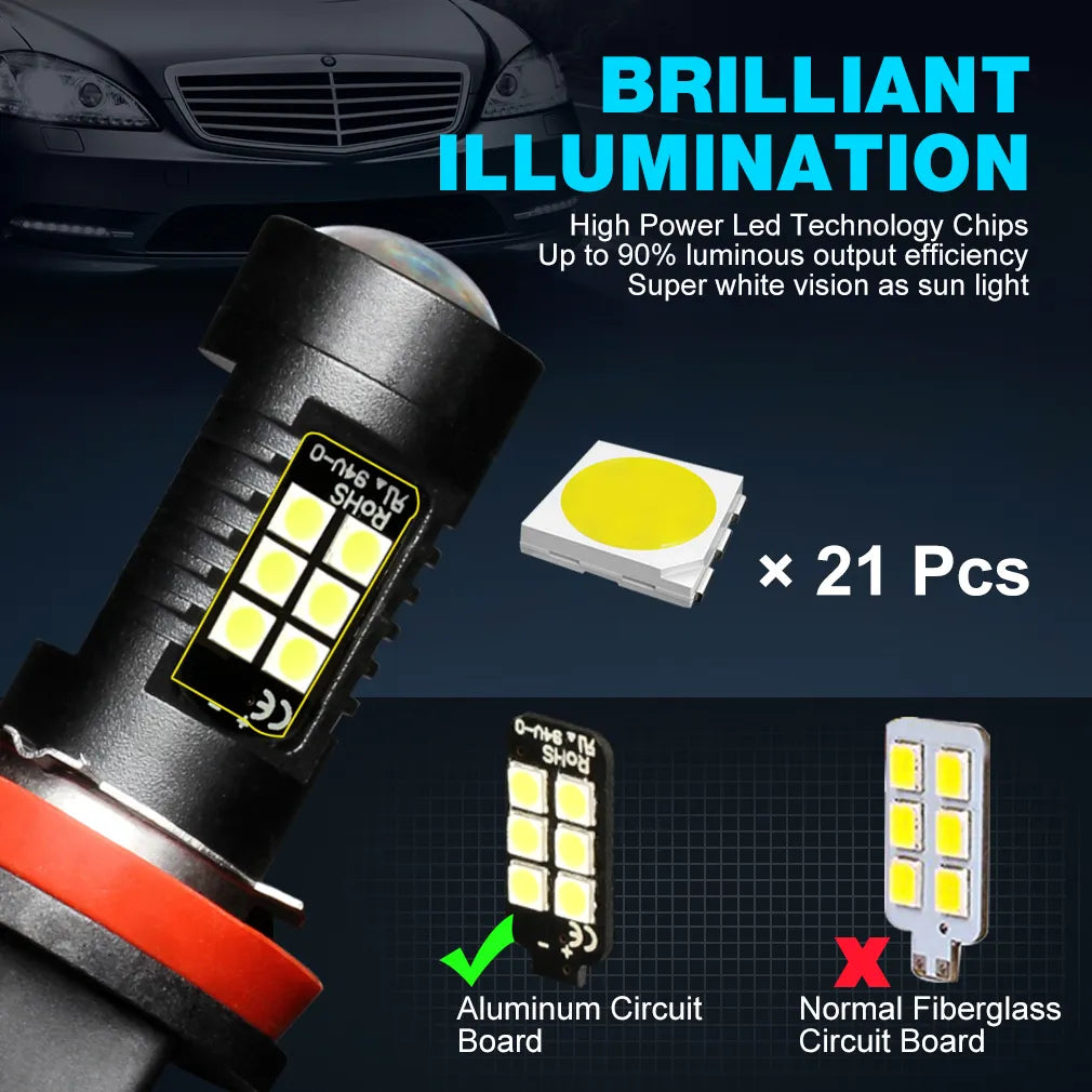 2Pcs H8 H11 Led HB4 9006 HB3 9005 Fog Lights Bulb 3030SMD 1200LM 6000K White Car Driving Running Lamp Auto Leds Light 12V 24V