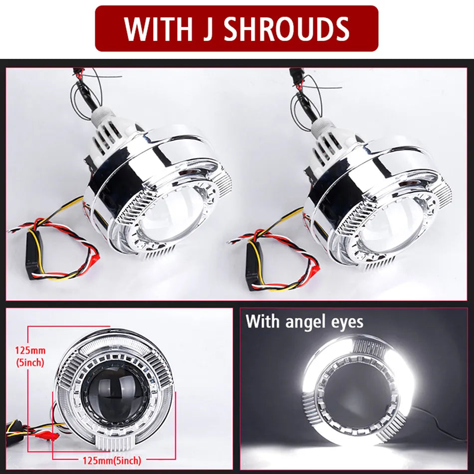 3.0 Inch Bi LED Lens 30000 Lumens H4 H7 9005 9006 LED Bulb Headlight BiLed Projector Lenses Car Lights 4300K Car Retrofit Lights With J Shrouds