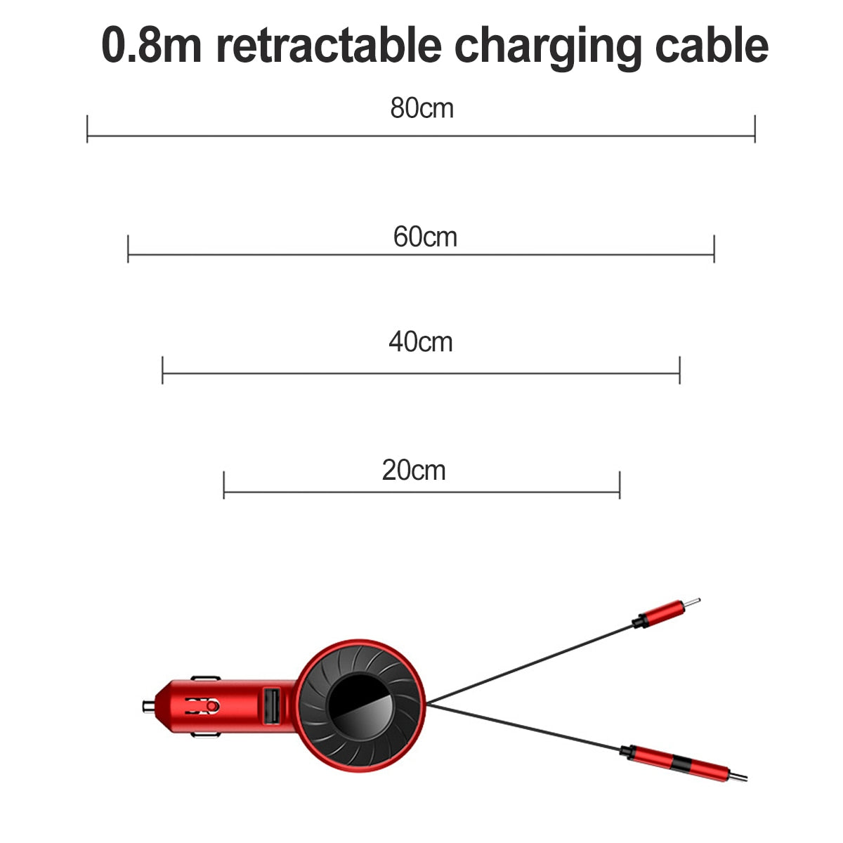 3-IN-1 Car Charger Mobile Phone Adapter For IOS/Android/Type-C USB Retractable Charging Cable 4.2A Fast Charing For Truck