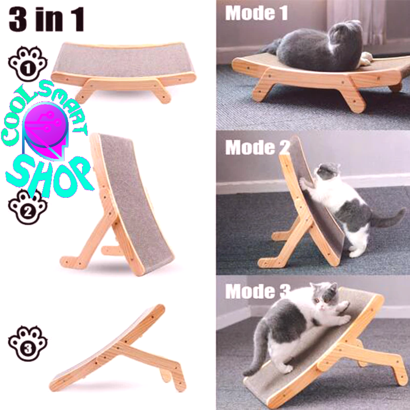 3 In 1 Wooden Cat Scratcher Board Detachable Lounge Bed Cat Scratching Post Grinding Claw Toys Scrapers for Cats Pet Products