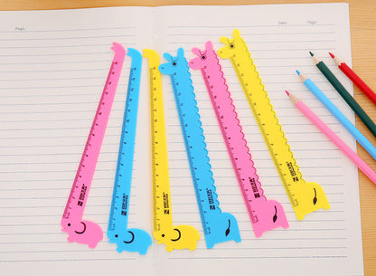 3 Pcs/Set Cute Cartoon Giraffe Animal Ruler Kawaii Plastic Kids Student School Drafting Supplies Stationery Gift Students Prize