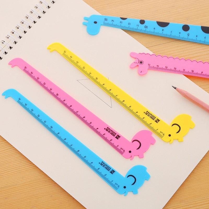 3 Pcs/Set Cute Cartoon Giraffe Animal Ruler Kawaii Plastic Kids Student School Drafting Supplies Stationery Gift Students Prize