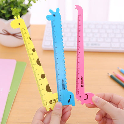 3 Pcs/Set Cute Cartoon Giraffe Animal Ruler Kawaii Plastic Kids Student School Drafting Supplies Stationery Gift Students Prize