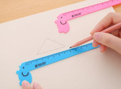 3 Pcs/Set Cute Cartoon Giraffe Animal Ruler Kawaii Plastic Kids Student School Drafting Supplies Stationery Gift Students Prize